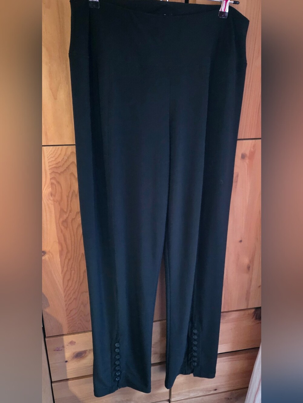 Sympli Women's Black Straight Leg Knit Pants With Button Accents Size 16